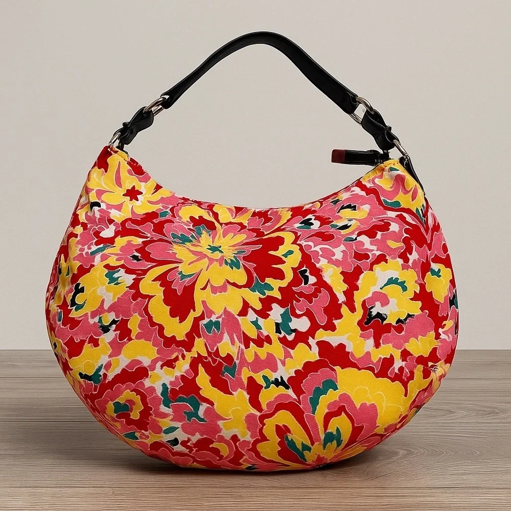 🌸💐Le Tennaur Colorful Bouquet Print Hobo Purse -🌸💐